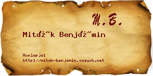 Miták Benjámin névjegykártya